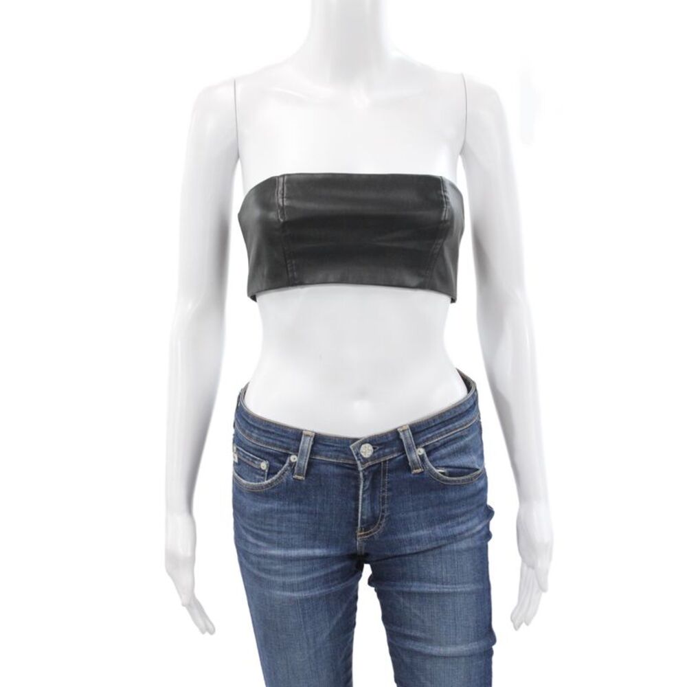 Hours Womens Cropped Biker Sleeveless Black Zip Top 90% Polyester Size S